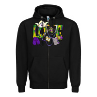 Black Mardi Gras Love Nurse Zipper Hoodie - BundleAndBundleShop