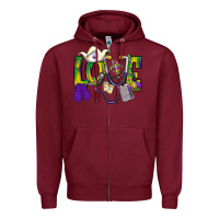 Burgundy Mardi Gras Love Nurse Zipper Hoodie - BundleAndBundleShop