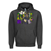 Charcoal Heather Mardi Gras Love Nurse Zipper Hoodie - BundleAndBundleShop
