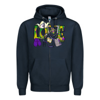 Navy Mardi Gras Love Nurse Zipper Hoodie - BundleAndBundleShop