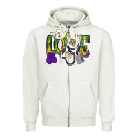 Oatmeal Heather Mardi Gras Love Nurse Zipper Hoodie - BundleAndBundleShop