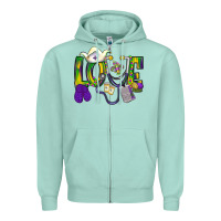 Seafoam Mardi Gras Love Nurse Zipper Hoodie - BundleAndBundleShop