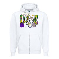 White Mardi Gras Love Nurse Zipper Hoodie - BundleAndBundleShop