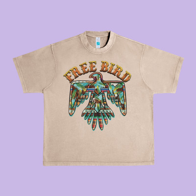 Free Bird Feathers Thunderbird Urban Heavy Tee Designed By Barkaloodesign