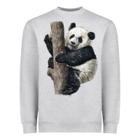 Heather Grey Giant Panda Heavyweight Sweatshirt - LillyAllenDesigns