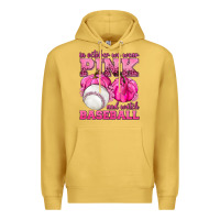 Antique Gold In October We Wear Pink and Watch Baseball Premium Hoodie - texasbilliewilder
