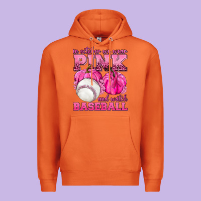 In October We Wear Pink And Watch Baseball Premium Hoodie Designed By Texasbilliewilder