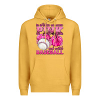 Mustard In October We Wear Pink and Watch Baseball Premium Hoodie - texasbilliewilder