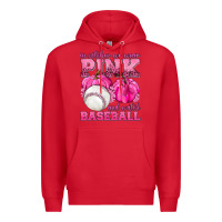 Red In October We Wear Pink and Watch Baseball Premium Hoodie - texasbilliewilder