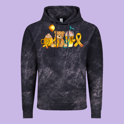 Childhood Cancer Ribbon And Coffee Cups Vintage Hoodie Designed By Adodesignshop