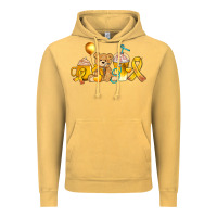 Vintage Mustard childhood cancer ribbon and coffee cups Vintage Hoodie - AdoDesignShop