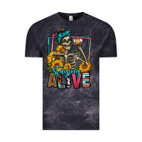 Cloud Black staying alive coffee drinking skeleton Vintage Tee - Jasminsmagicworld