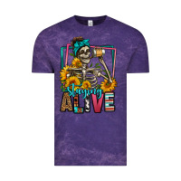 Cloud Purple staying alive coffee drinking skeleton Vintage Tee - Jasminsmagicworld