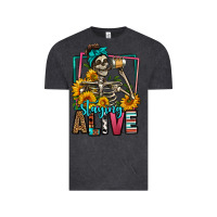 Vintage Black staying alive coffee drinking skeleton Vintage Tee - Jasminsmagicworld