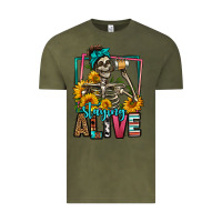 Vintage Olive staying alive coffee drinking skeleton Vintage Tee - Jasminsmagicworld