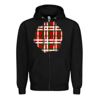 Black Christmas Tartan Patch Zipper Hoodie - BundleAndBundleShop