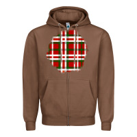 Chestnut Christmas Tartan Patch Zipper Hoodie - BundleAndBundleShop
