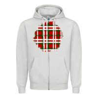Dove Grey Christmas Tartan Patch Zipper Hoodie - BundleAndBundleShop