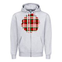 Heather Grey Christmas Tartan Patch Zipper Hoodie - BundleAndBundleShop