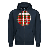 Navy Christmas Tartan Patch Zipper Hoodie - BundleAndBundleShop