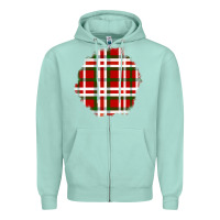 Seafoam Christmas Tartan Patch Zipper Hoodie - BundleAndBundleShop