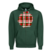 Christmas Tartan Patch Zipper Hoodie | Teevron