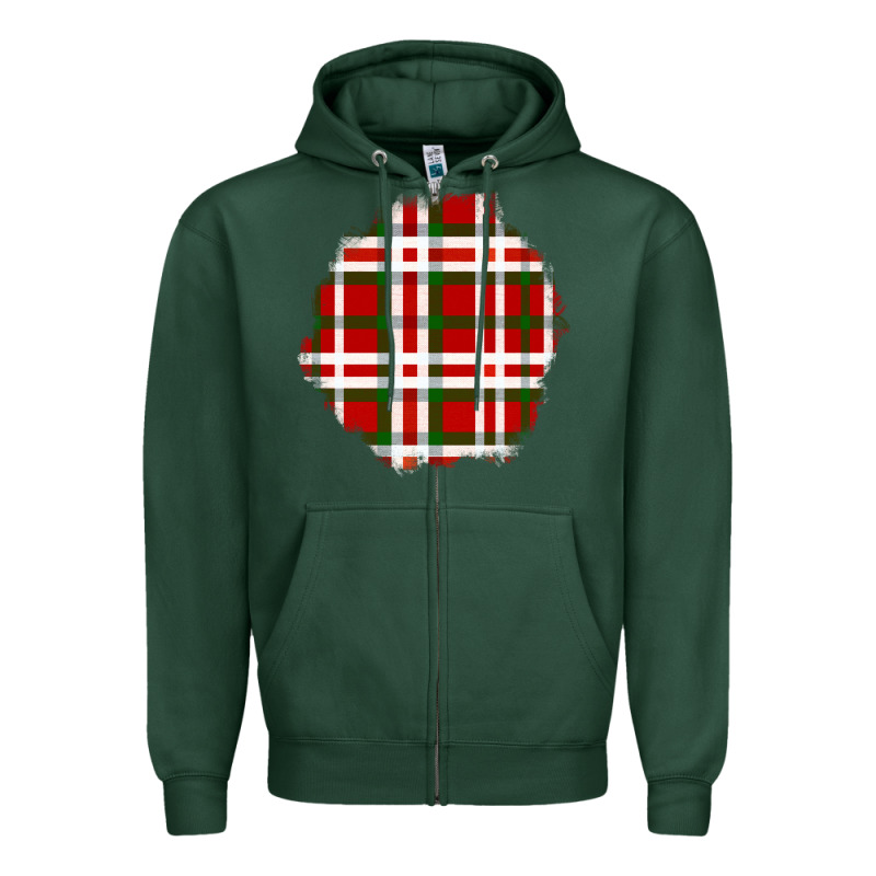Christmas Tartan Patch Zipper Hoodie by BundleAndBundleShop | Teevron