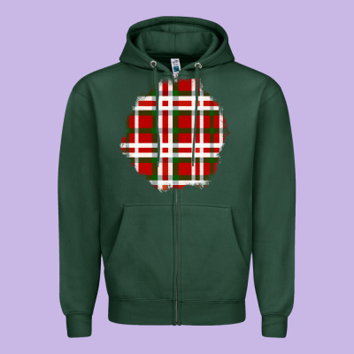 Christmas Tartan Patch Zipper Hoodie Designed By Bundleandbundleshop