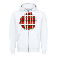 White Christmas Tartan Patch Zipper Hoodie - BundleAndBundleShop