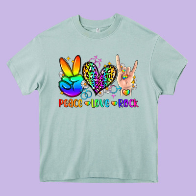Peace Love Rock Heavy Core Tee Designed By Zillion Design Studio