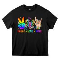 Black peace love rock Heavy Core Tee - Zillion Design Studio