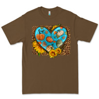 Cacao fall pattern heart with leopard background Premium Tee - HRA Design Shop