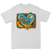 Dove Grey fall pattern heart with leopard background Premium Tee - HRA Design Shop