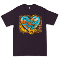 Plum fall pattern heart with leopard background Premium Tee - HRA Design Shop