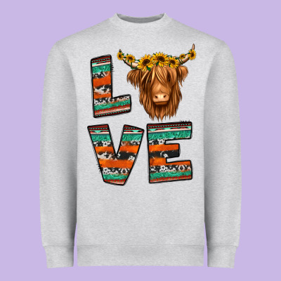 Love Highland Cow Heavyweight Sweatshirt Designed By Jasminsmagicworld