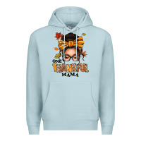 Blue Mist one thankful mama afro messy bun Premium Hoodie - texasbilliewilder