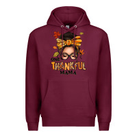 Burgundy one thankful mama afro messy bun Premium Hoodie - texasbilliewilder