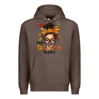 Coffee one thankful mama afro messy bun Premium Hoodie - texasbilliewilder