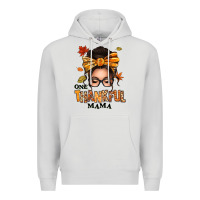 Dove Grey one thankful mama afro messy bun Premium Hoodie - texasbilliewilder