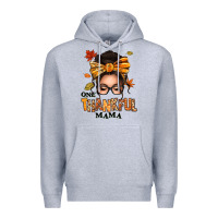 Heather Grey one thankful mama afro messy bun Premium Hoodie - texasbilliewilder