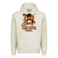 Oatmeal Heather one thankful mama afro messy bun Premium Hoodie - texasbilliewilder