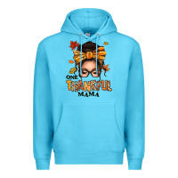 Ocean Blue one thankful mama afro messy bun Premium Hoodie - texasbilliewilder