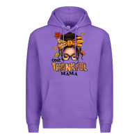 Purple one thankful mama afro messy bun Premium Hoodie - texasbilliewilder