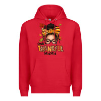 Red one thankful mama afro messy bun Premium Hoodie - texasbilliewilder