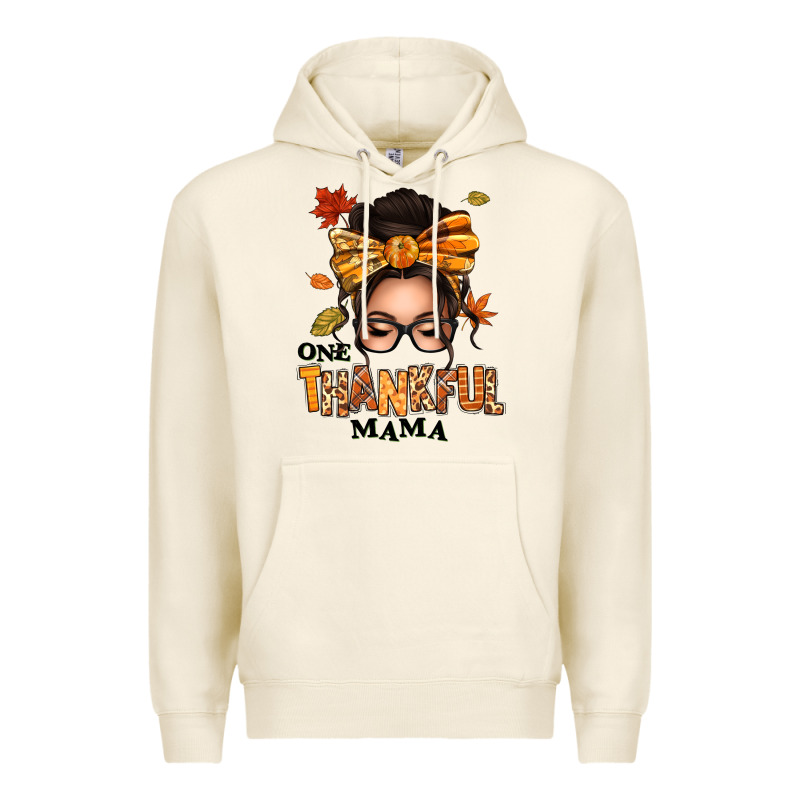 One Thankful Mama Afro Messy Bun Premium Hoodie by texasbilliewilder | Teevron