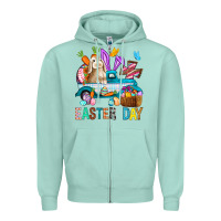 Seafoam Easter Day With Truck Zipper Hoodie - BundleAndBundleShop