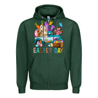 Sports Green Easter Day With Truck Zipper Hoodie - BundleAndBundleShop