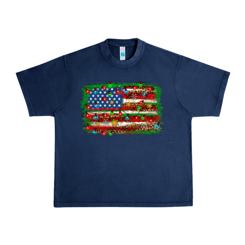 Christmas American Flag Urban Heavy Tee by NancyCooperArtShop | Teevron