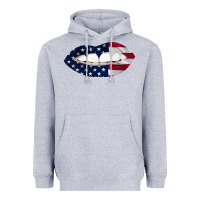 Heather Grey Lips American Flag Heavyweight Hoodie - Bettercallsaul