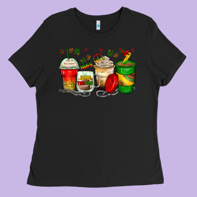 Juneteenth Coffee Cups Ladies Tee Designed By Zillion Design Studio